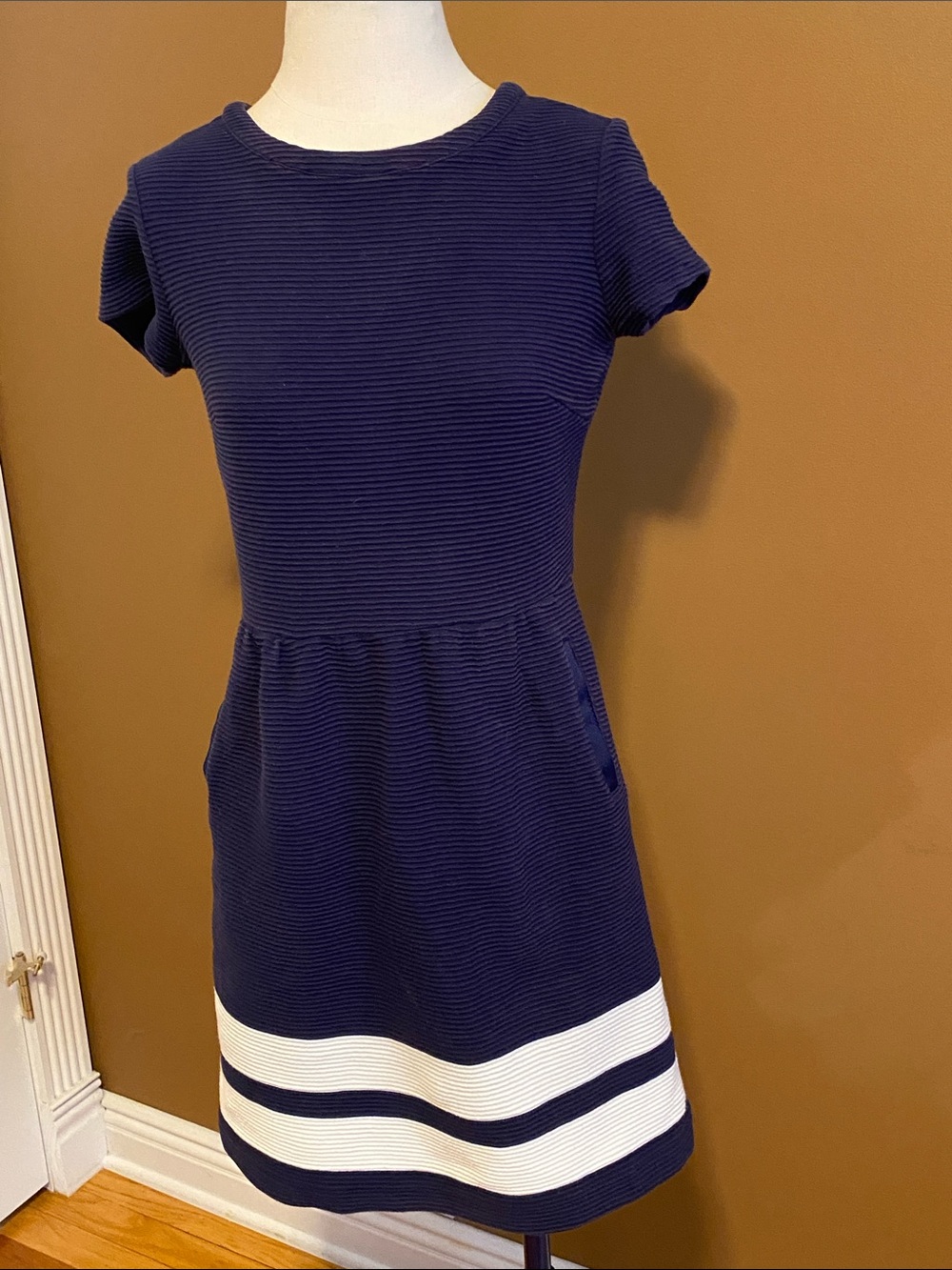 Vineyard Vines Ottoman Striped Fit and Flare Knit Dress